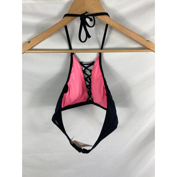 VS Pink Emboridered High Neck Lace Up Detail Bikini Top Size Small - Picture 4 of 4